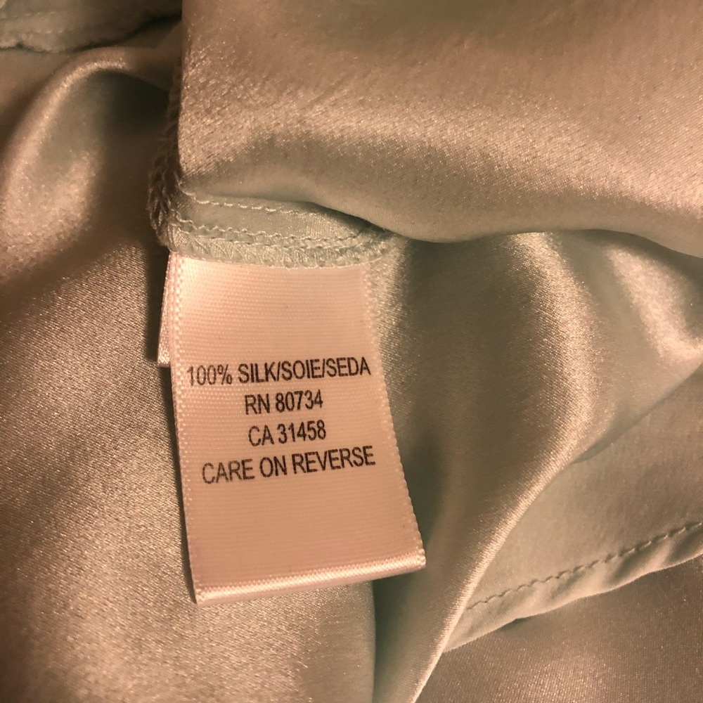 BCBGMAXAZRIA Silk Ombre Halter Dress | Teal Cream Hi-Lo Formal Dress 4 - Picture 9 of 9